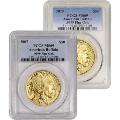 American Gold Buffalo 1 oz $50 - PCGS MS69 Random Date and Label - Image 1 of 3
