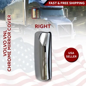 Volvo VNL Mirror Cover Chrome Curved W CB Hole Adhesive Right Side 2004 2018 - Picture 1 of 6