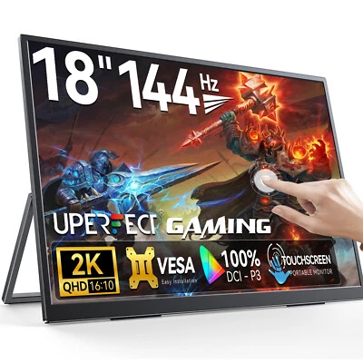 18" 2K Portable Monitor 144Hz 2560x1600 16:10 Gaming Screen USB Type-C Monitor - Image 1 of 4