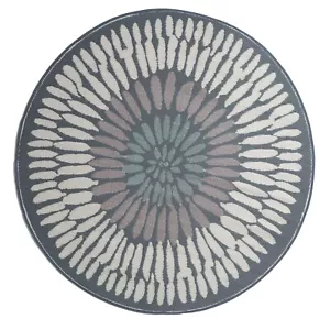 180CM Grey Floral Recycled Plastic Reversible Round Outdoor Rug Azores - Picture 1 of 4