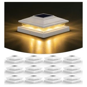 Solar Post Cap Light Outdoor Waterproof 12Pack,Solar Fence - Post Lights for 4X4 - Picture 1 of 3