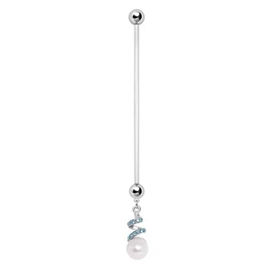 BioFlex Pregnancy Navel Ring with Pearl on Twisted Ribbon - Picture 1 of 3