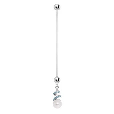 BioFlex Pregnancy Navel Ring with Pearl on Twisted Ribbon - Image 1 of 3