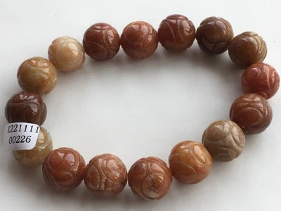 Brazalete de la suerte redondo tallado de jadeíta grado A natural certificado 13,5 mm 0226 Foto 1 de 4