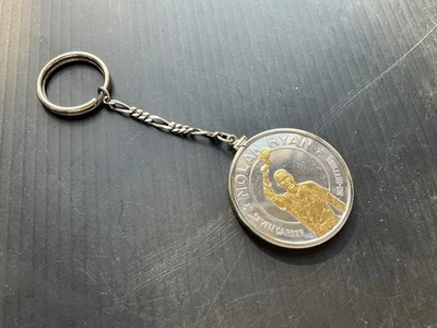 1993 Nolan Ryan Liberia $1 	Coin Token Keychain 7 No Hitters - Image 1 of 4