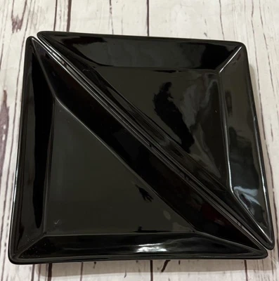 Pampered Chef Simple Additions Black Ceramic Triangle Serve Tray X 2 - Image 1 of 4