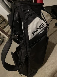 Ping Hoofer Tour White/Black Golf Stand Bag with Raincover - Picture 1 of 3
