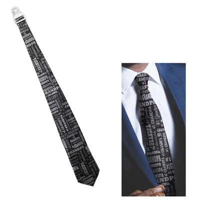 Black and Silver Novelty Tie Father's Day Gift - #1 Grandpa - Image 1 of 2