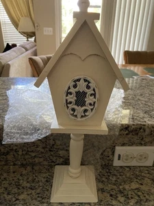 Unpainted Wood Bird House w ith Stand - Picture 1 of 3