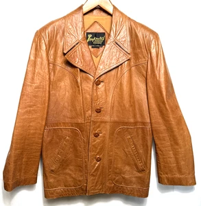 Vintage Imperial Leather Jacket Men's 42 Retro 1970s Caramel Color Buttery Soft - Picture 1 of 10