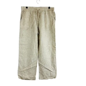 Tommy Bahama Womans Sz Large Pants Wide Leg 100% Linen Pockets Pull On Tan - Picture 1 of 9