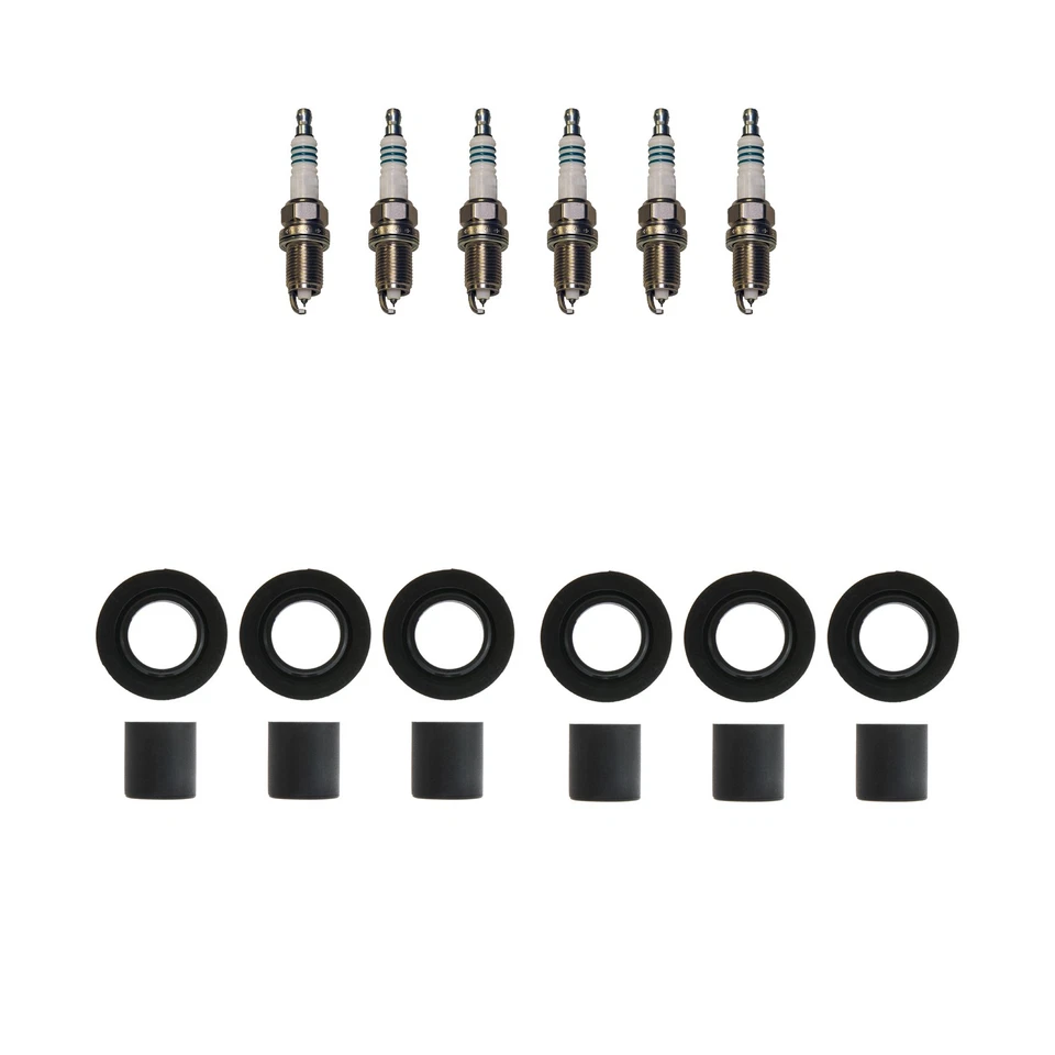 Denso 6 铱火花塞和 NGK 线圈靴套件适用于讴歌 MDX 3.7L V6 2007-2009 — 第 1/1 张图片
