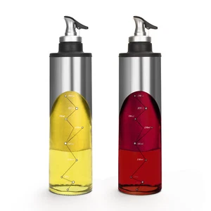 Olive Oil and Vinegar Dispenser (Set of 2), Stainless Steel Glass Oil Bottle - Picture 1 of 7