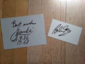 FRANKIE FREDERICKS & BRENDAN FOSTER (ATHLETICS) 2x HAND-SIGNED WHITE CARDS - Picture 1 of 1