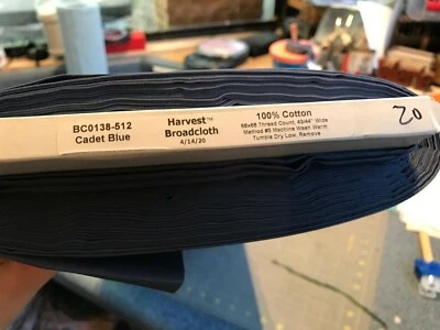 Cadet Blue Broadcloth Fabric 100% cotton for masks, quilting one yard - Image 1 of 3