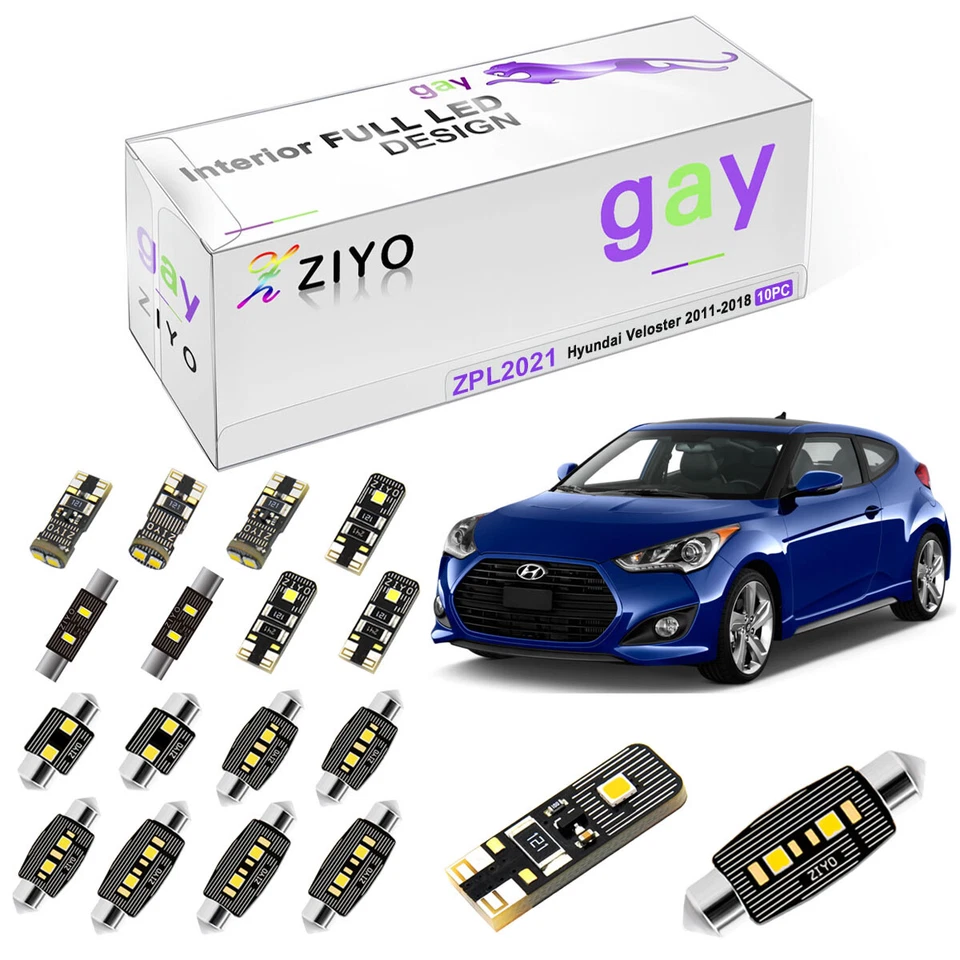 Kit de luces LED interiores blancas brillantes de lujo de 10 piezas para Hyundai Veloster 2011-2018 Foto 1 de 4