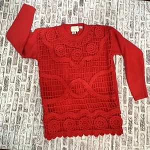 Suéter Vintage Belldini Angora Lana de Cordero Tejido 3D Rojo Piel de Conejo Años 90 Para Mujer’s - Imagen 1 de 7