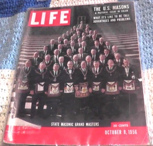 LIFE MAGAZINE OCTOBER 8 1956 U.S. MASONS FREEMASONS MASONIC GRAND MASTERS COKE - Picture 1 of 6