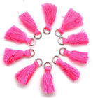 10 Mini Tassels for Craft or Jewellery Making, Bright Neon Pink,UK Seller
