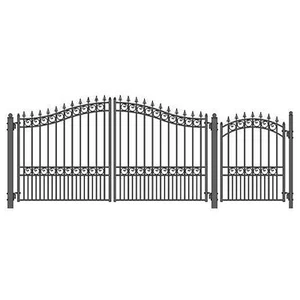 ALEKO London Style Garden Steel Dual Driveway Gate 12 ft with Pedestrian Gate - Picture 1 of 11