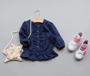 Toddler Girls Ruffle tunics Peasant blouse Spotted Top Size 12m.18m.24m.36m - Picture 1 of 8