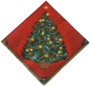 Christmas Tree Beverage Cocktail Napkin 11 Amscan Red White Green Gold Napkins - Picture 1 of 8