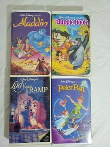 VHS Disney Movie Lot Aladdin Jungle Book Lady and the Tramp Peter Pan 4 films - Picture 1 of 3
