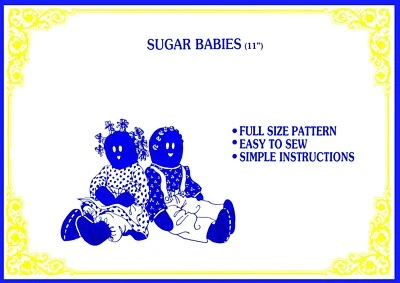 Primitive Rag DOLL Pattern w/ Clothes 11" Tall Boy & Girl Folk Art - Image 1 of 4