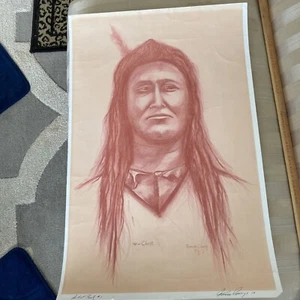 Vintage original American Indian portrait 1976 , 24 by 16 - Bild 1 von 4
