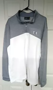 Under Armour 1/4 Zip Pullover Sweatshirt Mens 2XL/TG Loose Fit White/Gray - Picture 1 of 4