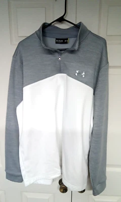 Under Armour Mens Sweatshirt 1/4 Zip Pullover 2XL TG Loose Fit White Gray - Image 1 of 4