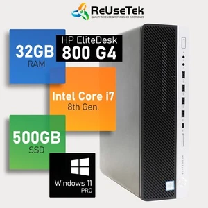 HP EliteDesk 800 G4 SFF Intel i7-8700 3,2GHz 32GB RAM 500GB SSD USB-C Win 11 Pro - Zdjęcie 1 z 18