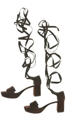 Womens PRADA Teak Brown Suede Gladiator Slides Block Heel Sandals Size 39 - Image 1 of 4