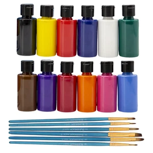 Acrylfarben-Set 12 Farben x 40ml. Primär, Mitteltöne, Pastell mit 6 Pinsel - Bild 1 von 12