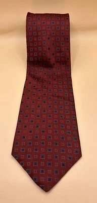 Corbata para hombre DKNY Donna Karan roja con diseño de cuadrados pequeños usada en excelente estado Foto 1 de 3