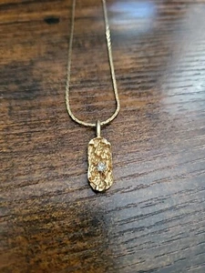 Gold Tone Necklace with Gold Tone Pendant and Faux Diamond - Picture 1 of 5