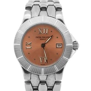 Ladies Patek Philippe Neptune SALMON Pink Roman Stainless Steel 27mm Quartz 4880 - Picture 1 of 9