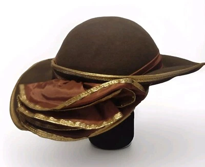 JODY G for SYLVIA Vintage 50's Bollman Hat Co. Wool Brown Green Gold Hat - Image 1 of 4