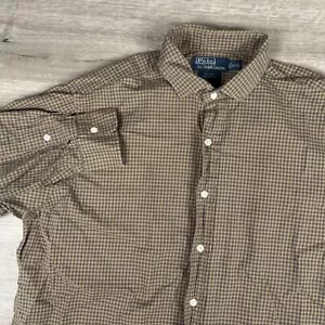 Camicia Ralph Lauren vestibilità classica uomo taglia grande marrone finestra plaid bottoni - Foto 1 di 10