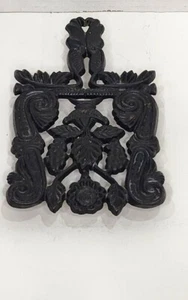 Gusseisen schwarz Fuß Untersetzer Trauben Vintage 5 x 8" schöner Zustand - Bild 1 von 8