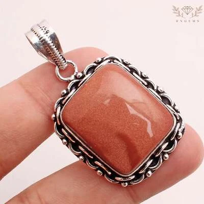 Sole IN Pietra 925 Ciondolo Placcato Argento Handmade Gioielli Regalo 3.7cm - Immagine 1 di 3