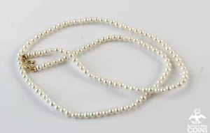 18k Yellow Gold White Round Seed Pearl 15" Choker Necklace - Picture 1 of 6