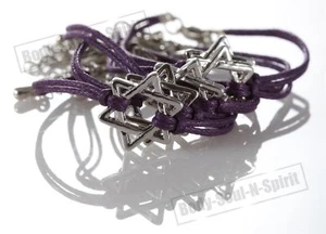 5 bracelet ÉTOILE DE DAVID à cordon VIOLET Kabbale bijoux porte bonheur - Foto 1 di 2