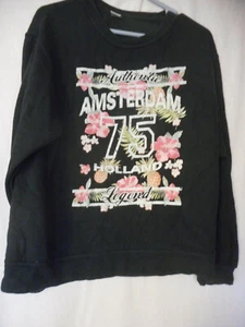 Black Floral Amsterdam Sweatshirt Size M - Picture 1 of 7