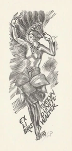 Exlibris - ULLRICH BEWERSDORFF - For Evelyn Dünstl-Walter - Ballerina - Signed - Bild 1 von 1