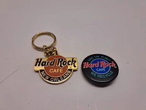 Hard Rock Cafe New Orleans 2-Sided classic logo orange/gold tone key keychain - Picture 1 of 6