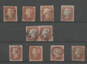 1841 QV 1d rote Auswahl von 10 inkl. einem Paar fein gebraucht, siehe Scans - Bild 1 von 1