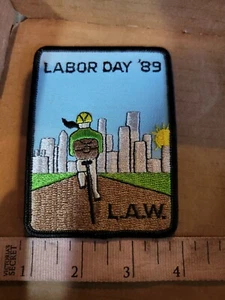 Vintage 1989 L.A.W. Labor Day Embroidered Iron On Patch Bicycle - Picture 1 of 2