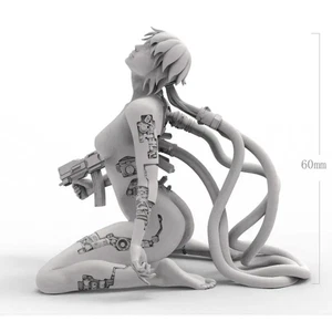 1/18 60mm 3D Print Cyberpunk Model Kit Beautiful Girl Woman Unpainted - Picture 1 of 4