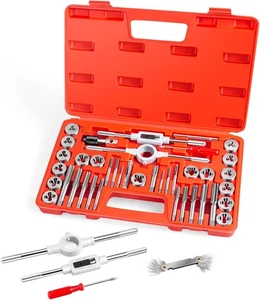 EFFICERE 40-Piece Tap & Die Set SAE Threading Kit UNC UNF NPT Tools - Picture 1 of 5